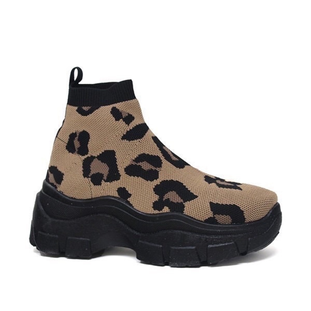 Leopard Print Platform Sneaker Boots